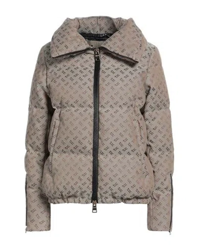 Herno Woman Puffer Khaki Size 6 Polyester, Cotton In Brown