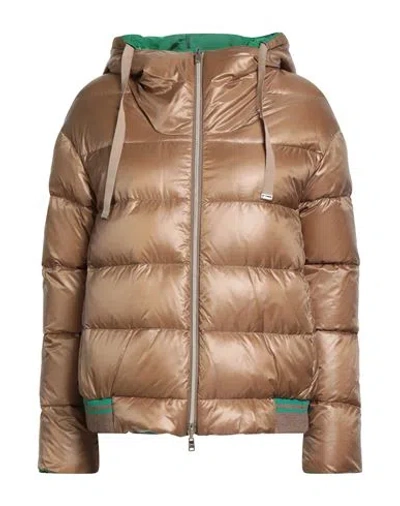 Herno Woman Puffer Light Brown Size 14 Polyamide, Acrylic, Elastane