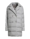 Herno Woman Puffer Light Grey Size 16 Silk, Cashmere In Gray