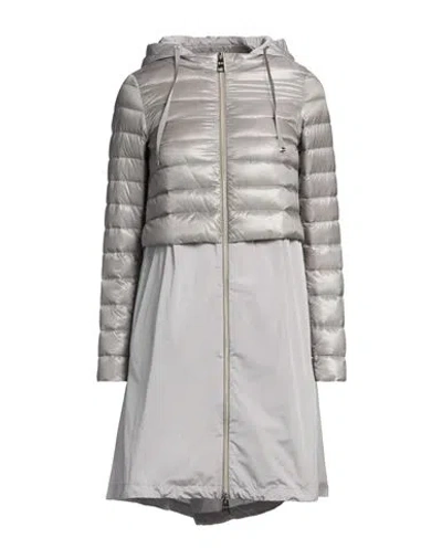 Herno Woman Puffer Light Grey Size 4 Cotton, Viscose, Polyester, Polyamide In Grey