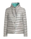 Herno Woman Puffer Light Grey Size 6 Polyamide, Polyester, Cotton In Gray