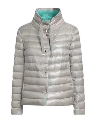 Herno Woman Puffer Light Grey Size 6 Polyamide, Polyester, Cotton In Gray