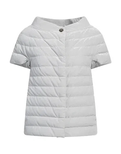 Herno Woman Puffer Light Grey Size 6 Polyester, Polyamide, Cotton, Acetate