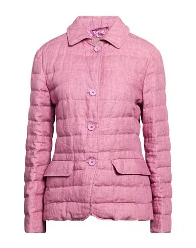 Herno Woman Puffer Mauve Size 6 Linen In Purple
