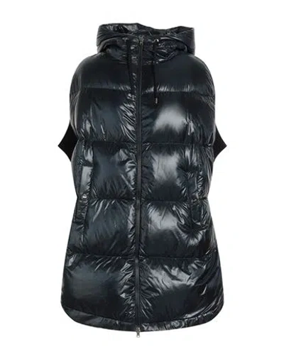 Herno Woman Puffer Midnight Blue Size 4 Polyamide, Wool, Viscose, Metallic Fiber, Elastane In Blue