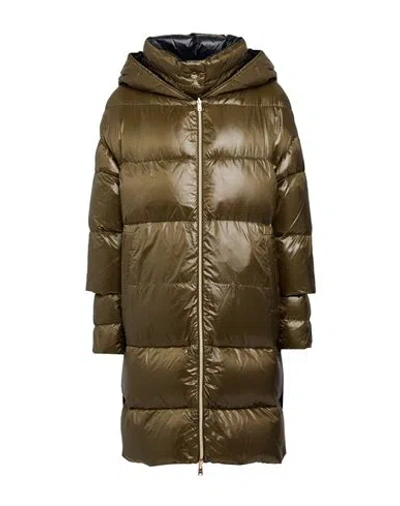 Herno Woman Puffer Military Green Size 10 Polyamide