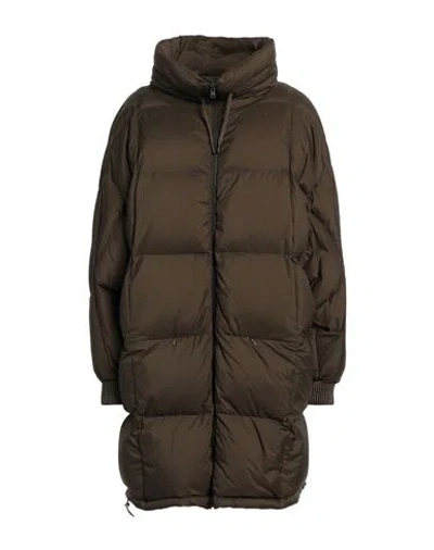 Herno Woman Puffer Military Green Size 10 Polyamide In Brown