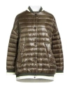 Herno Woman Puffer Military Green Size 10 Polyamide In Brown
