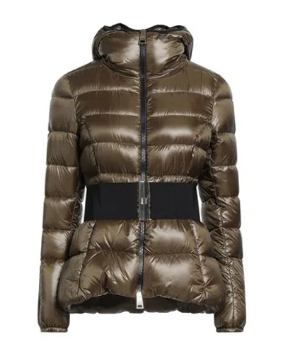 Herno Woman Puffer Military Green Size 10 Polyamide In Brown