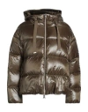 Herno Woman Puffer Military Green Size 14 Polyamide, Cotton, Acetate In Brown