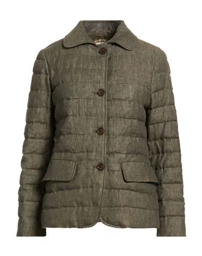 Herno Woman Puffer Military Green Size 6 Linen