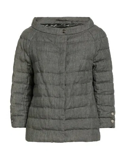 Herno Woman Puffer Military Green Size 6 Linen, Cotton, Acetate