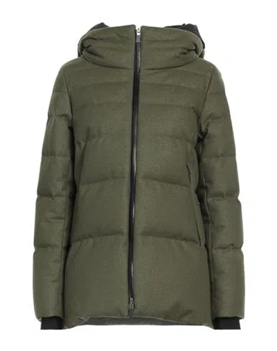 Herno Woman Puffer Military Green Size 6 Wool, Polyamide, Viscose, Metallic Fiber, Polyester