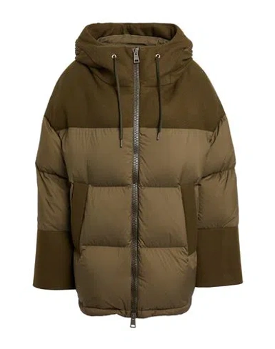 Herno Woman Puffer Military Green Size 8 Polyamide, Polyurethane, Wool