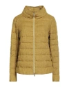 Herno Woman Puffer Mustard Size 6 Linen In Yellow