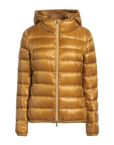 Herno Woman Puffer Mustard Size 6 Polyamide In Multi