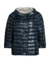 Herno Woman Puffer Navy Size 12 Polyamide In Blue