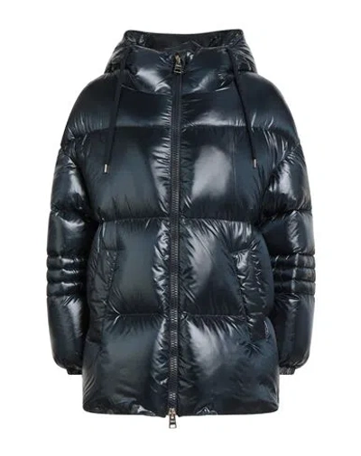 Herno Woman Puffer Navy Size 4 Polyamide In Blue