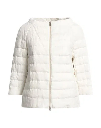 Herno Woman Puffer Off White Size 8 Linen