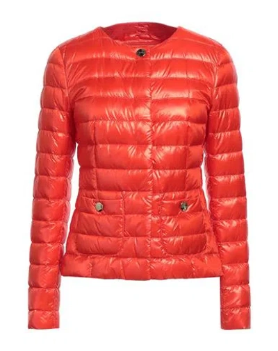 Herno Woman Puffer Orange Size 6 Polyamide, Cotton, Acetate In Red