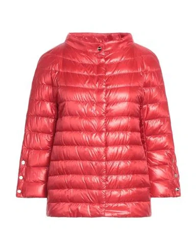 Herno Woman Puffer Red Size 4 Polyamide, Polyester, Cotton In Red
