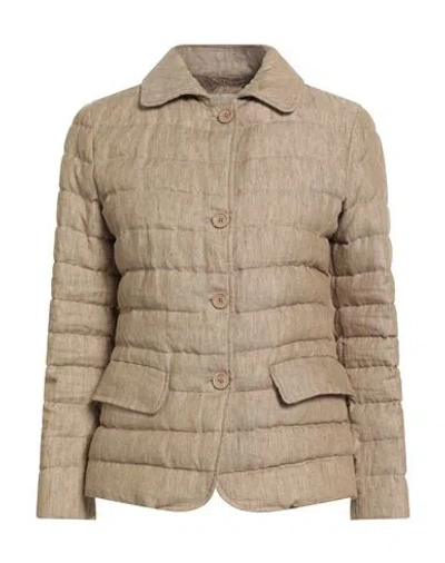 Herno Woman Puffer Sand Size 4 Linen In Gold