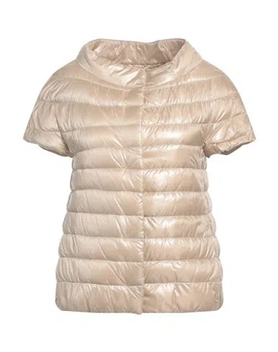 Herno Woman Puffer Sand Size 6 Polyamide, Cotton, Acetate In Beige