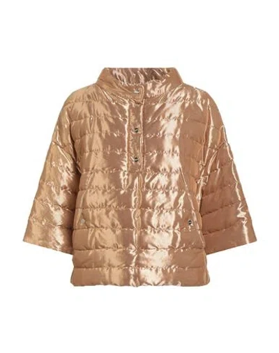Herno Woman Puffer Sand Size 6 Polyester In Brown