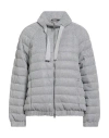 Herno Woman Puffer Silver Size 8 Polyamide, Metallic Fiber, Cotton, Polyester In Gray