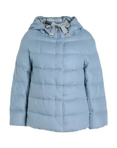 Herno Woman Puffer Sky Blue Size 2 Cashmere, Silk, Polyester, Polyamide, Synthetic Fibers