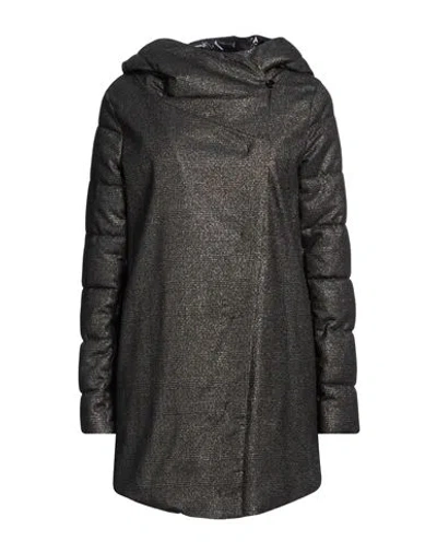 Herno Woman Puffer Steel Grey Size 6 Virgin Wool, Metal, Elastane In Black