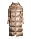 Herno Woman Puffer Taupe Size 10 Polyamide In Gold