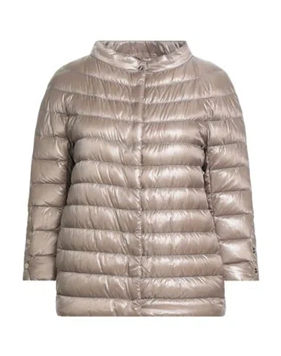 Herno Woman Puffer Taupe Size 2 Polyamide, Polyester, Cotton In Gray
