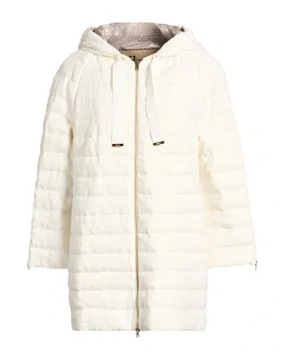 Herno Woman Puffer White Size 10 Linen In Multi