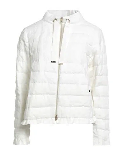 Herno Woman Puffer White Size 6 Linen, Cotton, Polyester