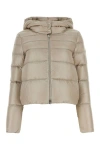 Herno Sand Nylon Down Jacket In Brown