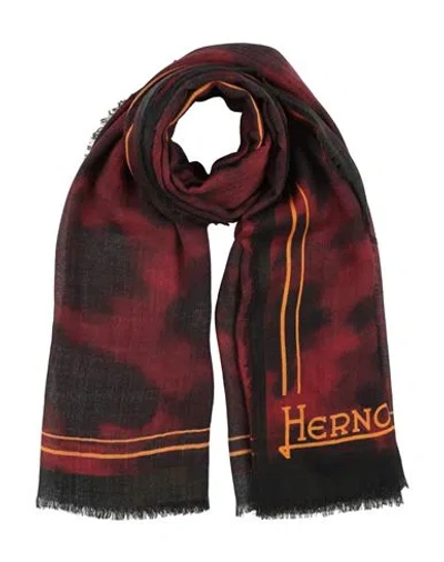 Herno Woman Scarf Burgundy Size - Wool, Silk In Red