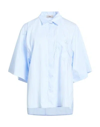 Herno Woman Shirt Azure Size 8 Cotton In Blue