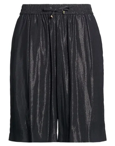 Herno Woman Shorts & Bermuda Shorts Black Size 8 Viscose, Metal Fiber