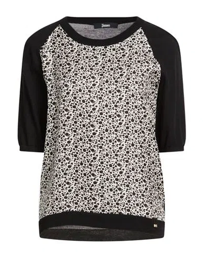 Herno Woman Sweater Black Size 6 Virgin Wool, Silk, Cotton, Viscose