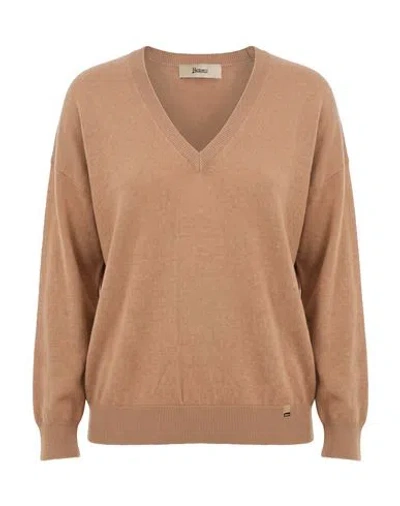 Herno Woman Sweater Camel Size 2 Cashmere In Brown