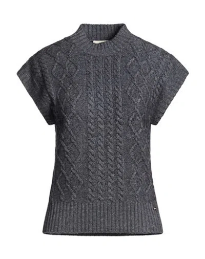 Herno Woman Sweater Charcoal Size 2 Virgin Wool, Cashmere In Gray