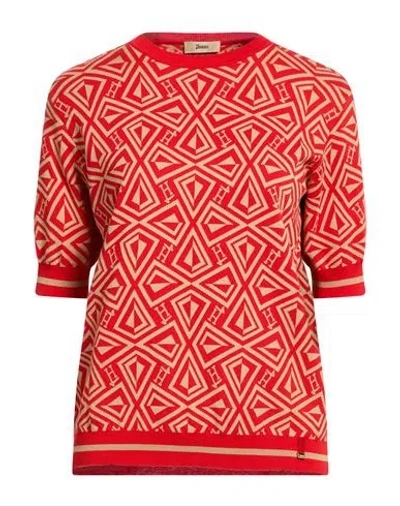 Herno Woman Sweater Red Size 12 Cotton, Viscose