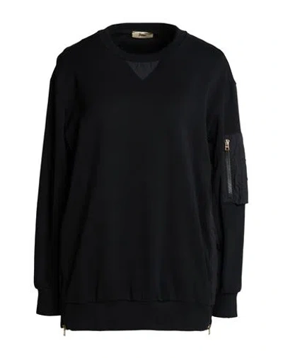 Herno Woman Sweatshirt Black Size 6 Cotton, Polyamide