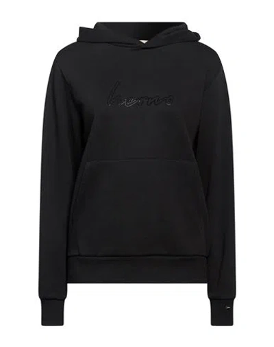 Herno Woman Sweatshirt Black Size 6 Cotton, Polyester