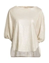 Herno Woman T-shirt Beige Size 10 Linen In Metallic