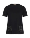 Herno Woman T-shirt Black Size 2 Cotton, Acrylic, Polyester, Wool, Polyamide