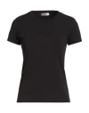 Herno Woman T-shirt Black Size 6 Cotton, Elastane In Black