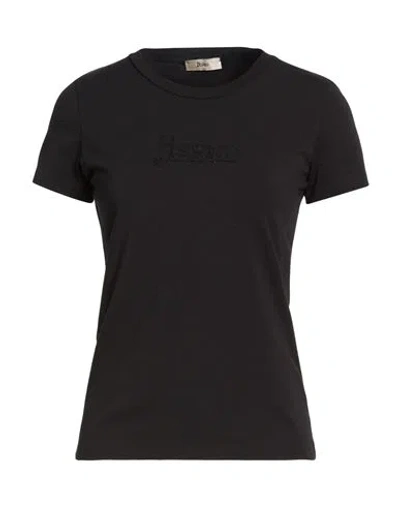 Herno Woman T-shirt Black Size 6 Cotton, Elastane