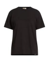 Herno Woman T-shirt Black Size 6 Cotton, Elastane, Viscose In Black